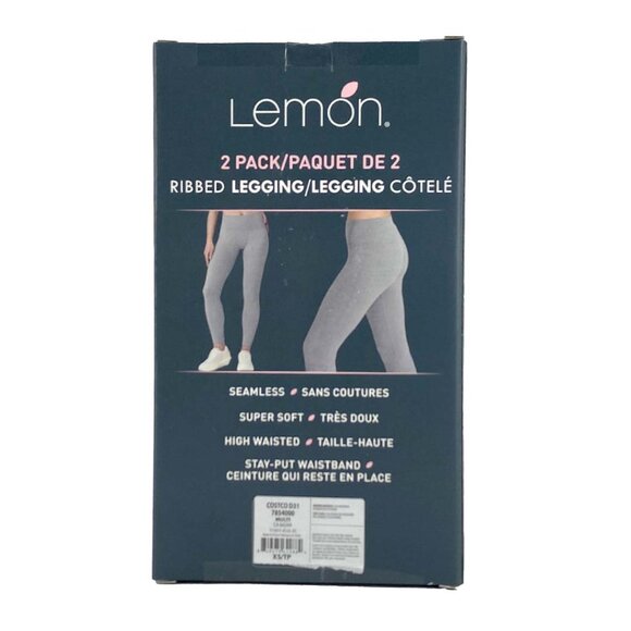 Lemon Women's Ribbed Leggings: 2 Pack / Size X-Small - Picture 2 of 3